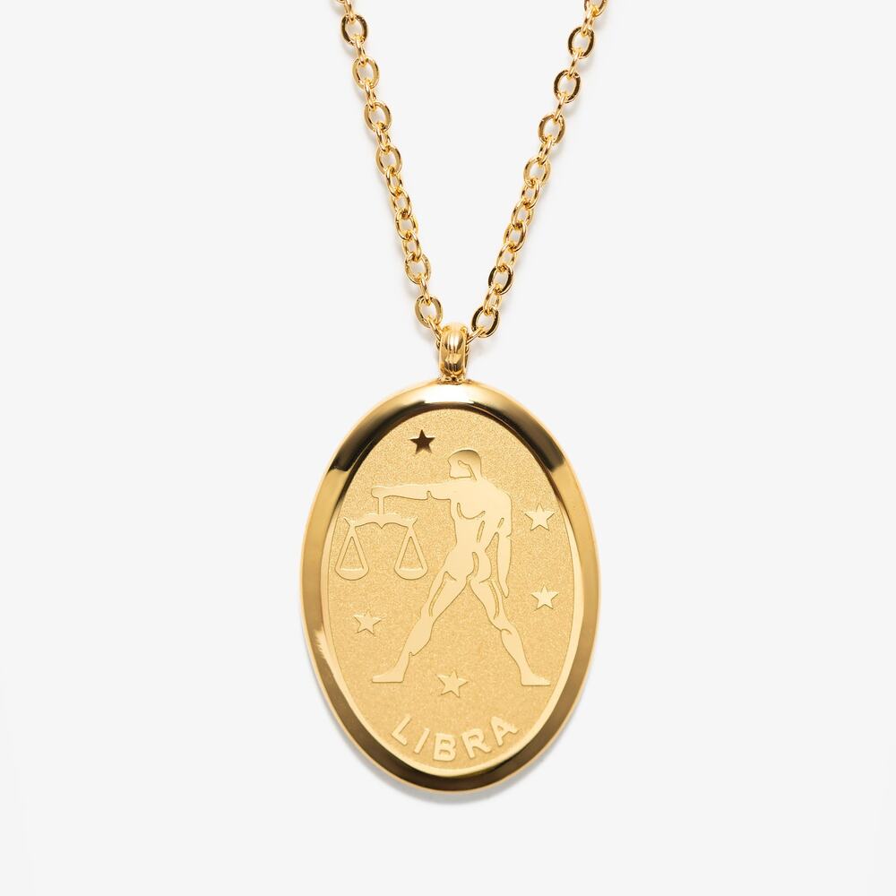 Libra Zodiac Pendant Necklace 18K Gold‎ Plated Gift For Her